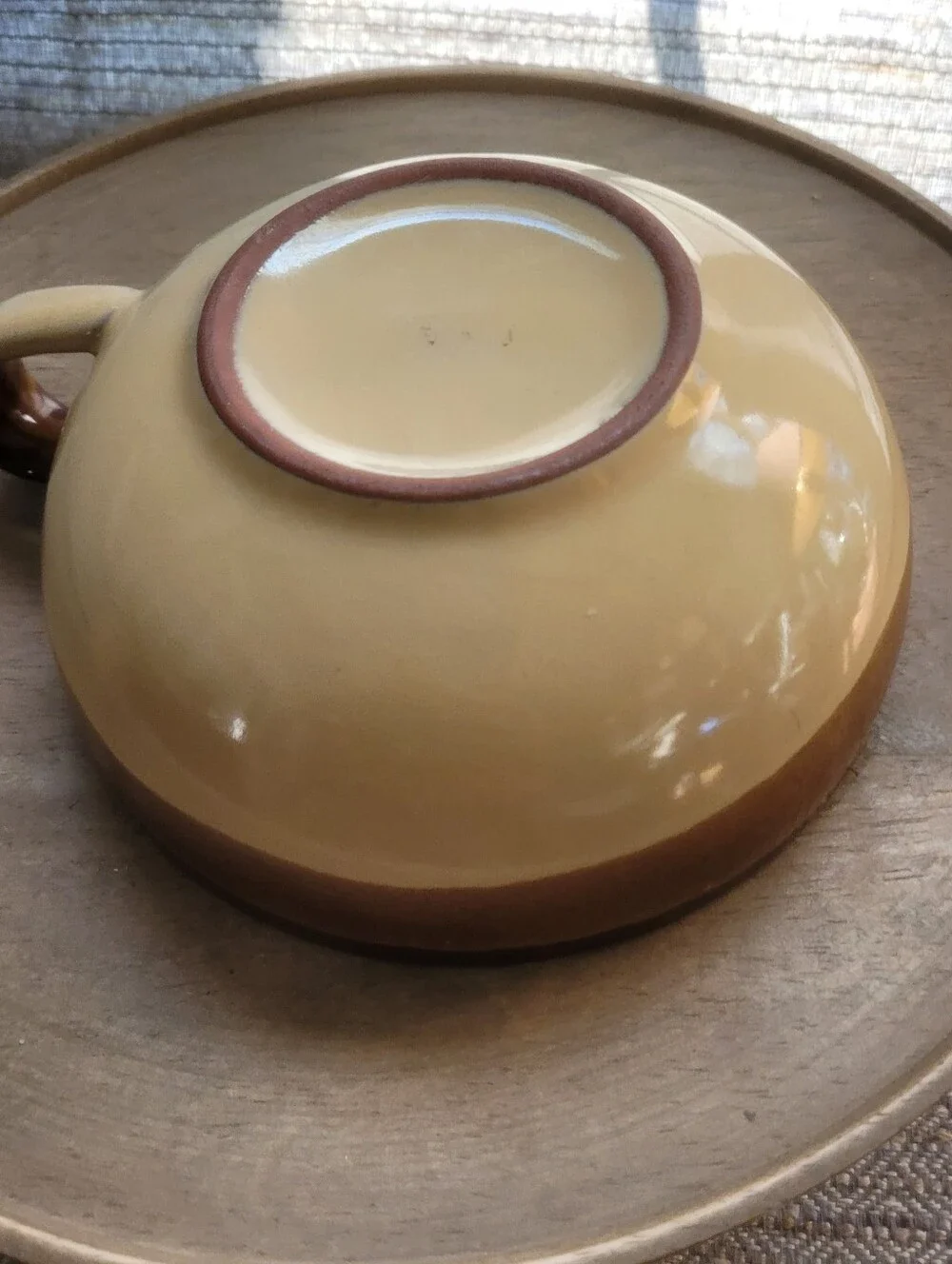 Western Brown Striped Ceramic Soup Bowl Drip Glaze Vintage